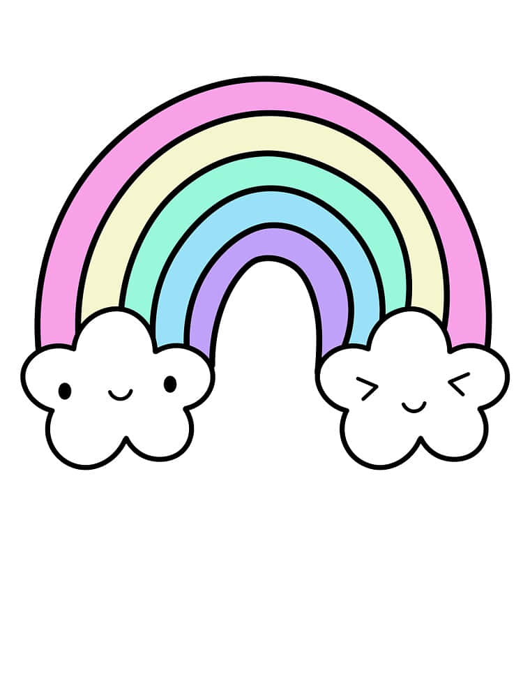 Rainbow And Clouds On A White Background Wallpaper