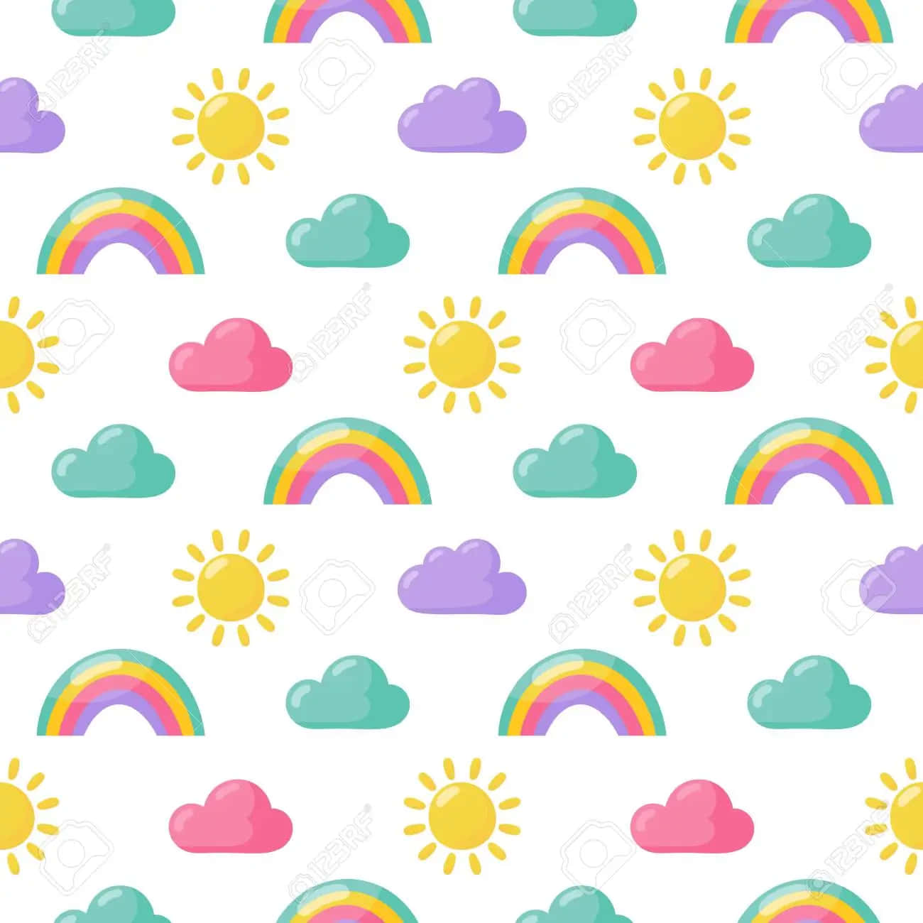 A charming rainbow in soft pastel colors Wallpaper