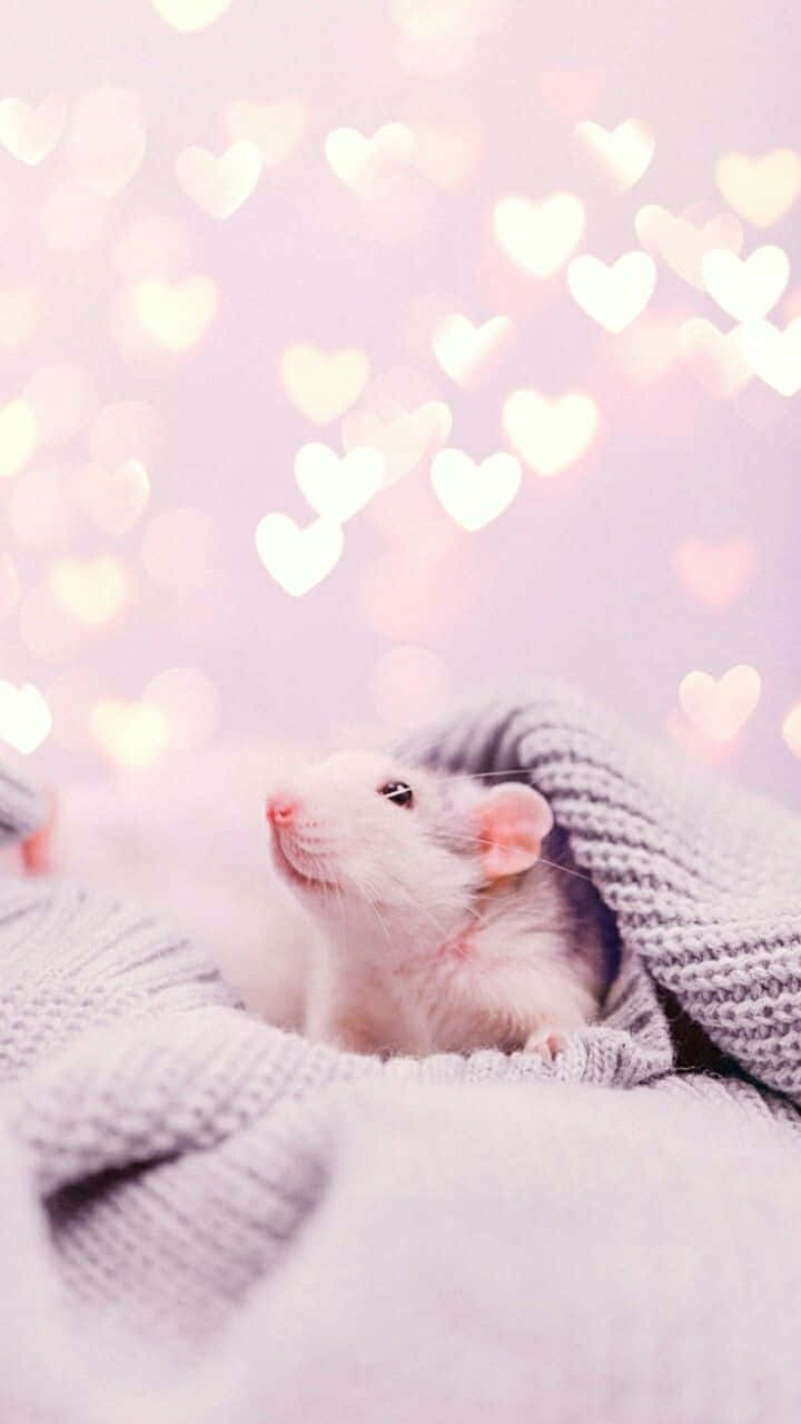 Cute Rat With Heart Lights Picture