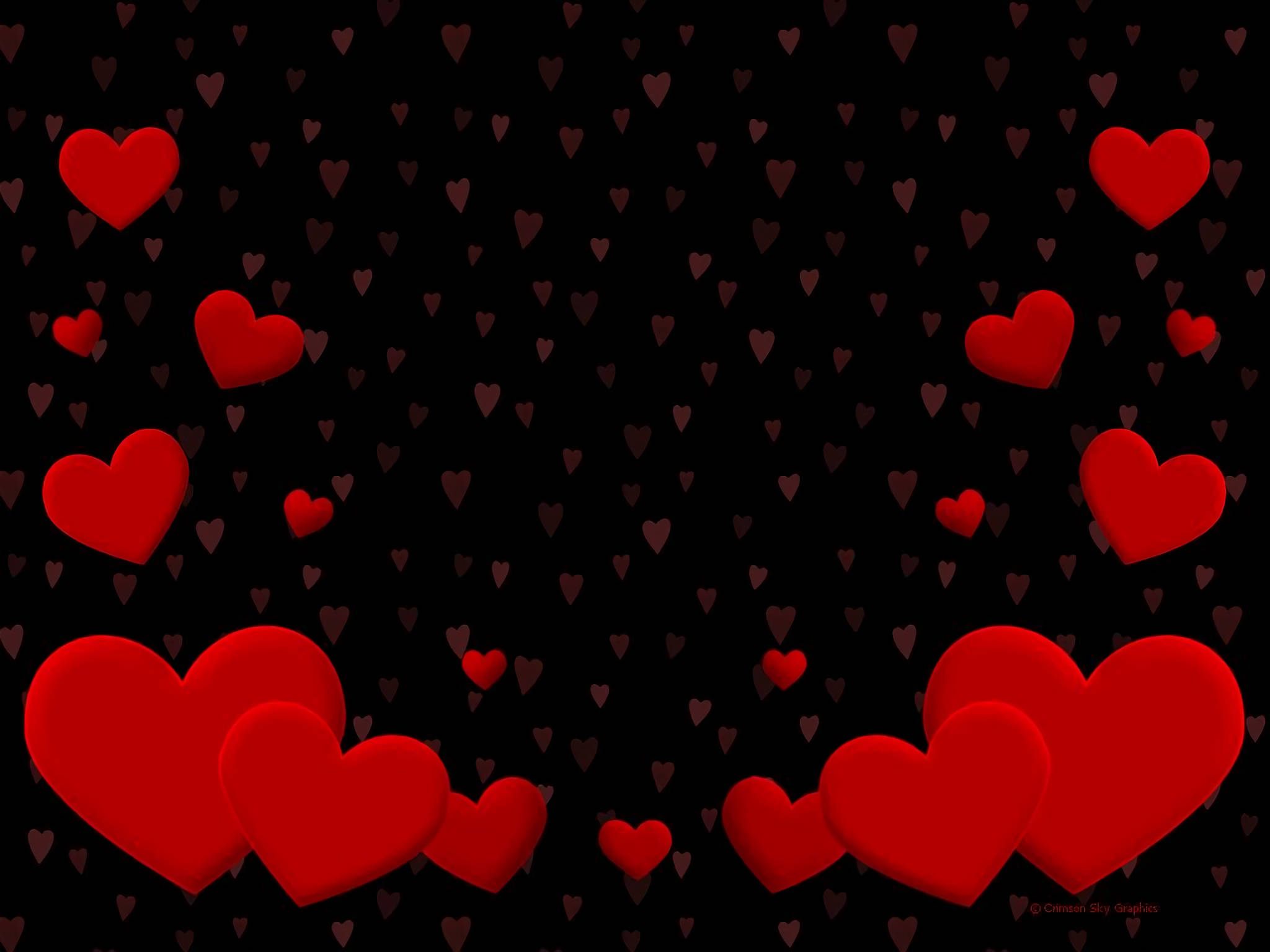 Cute Red And Black Love Heart Wallpaper