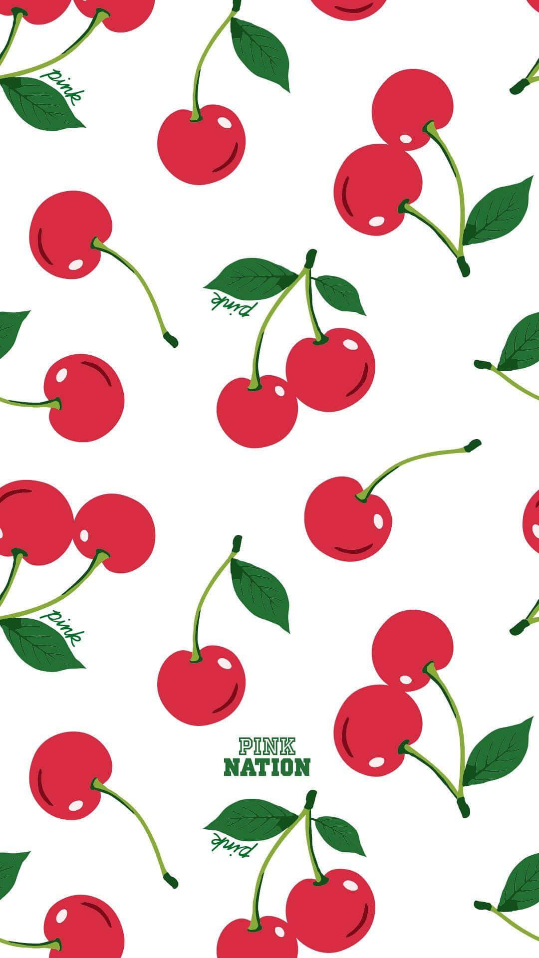 Cute Red Cherries Pink Nation Logo Wallpaper
