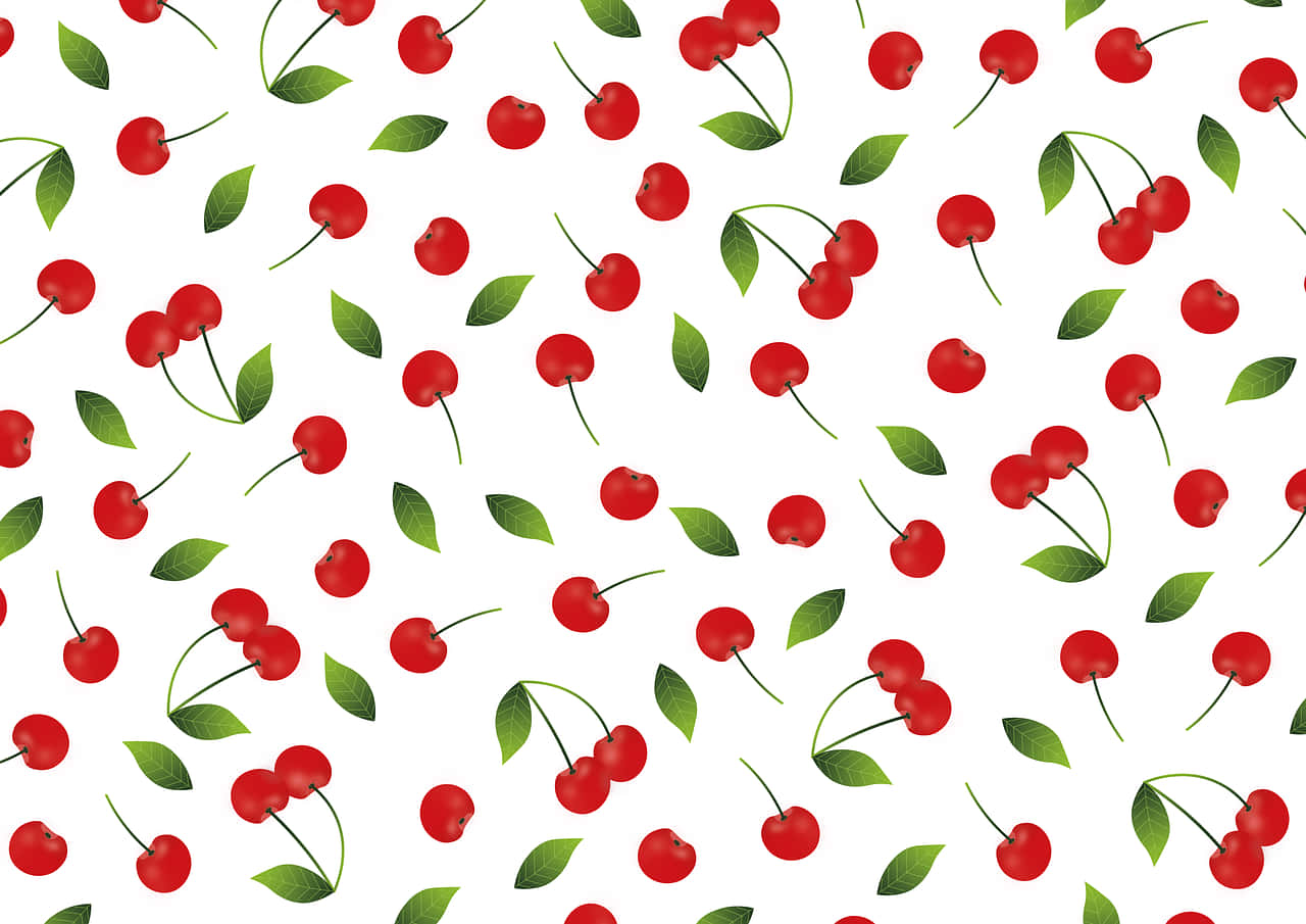 Søde røde kirsebær spredt på hvid baggrund Wallpaper