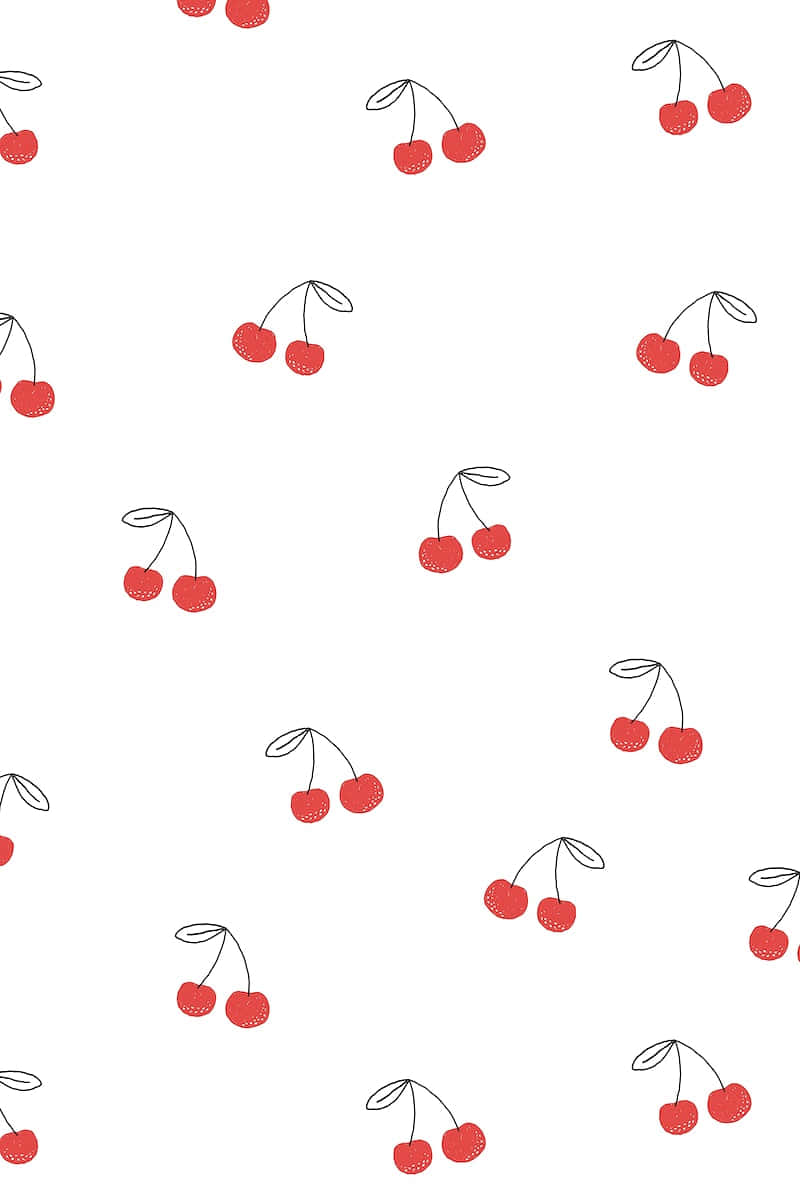 Cute Red Cherries With Thin Black Stem Wallpaper