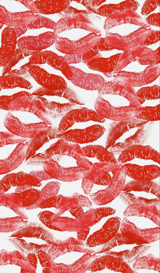 A Red And White Painting Of Lips Wallpaper