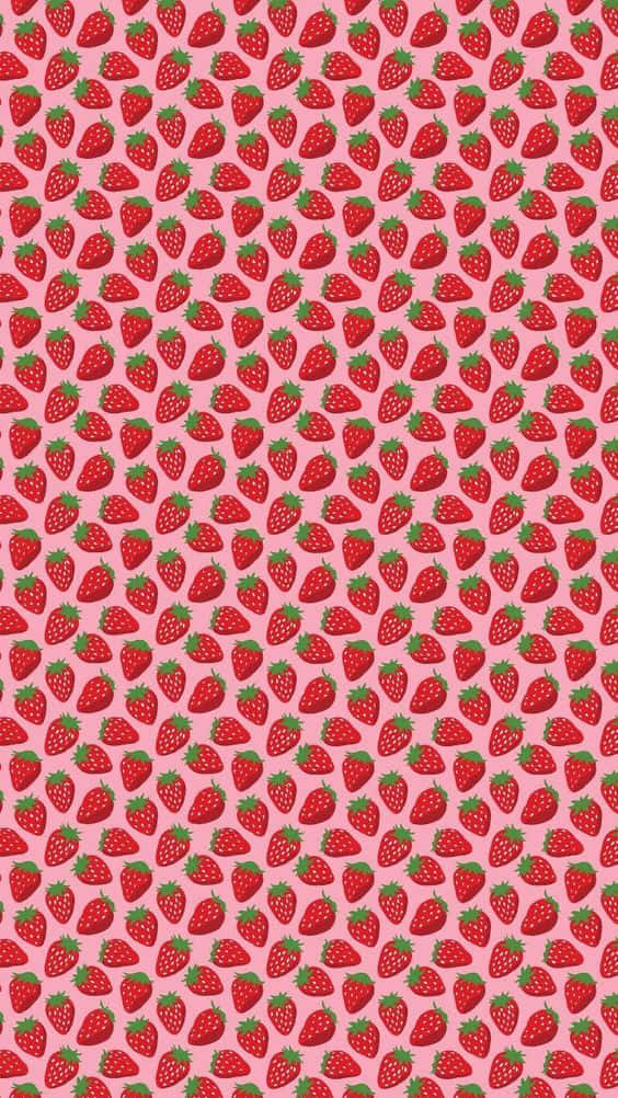Niedlicherote Nahtlose Erdbeeren Iphone Wallpaper