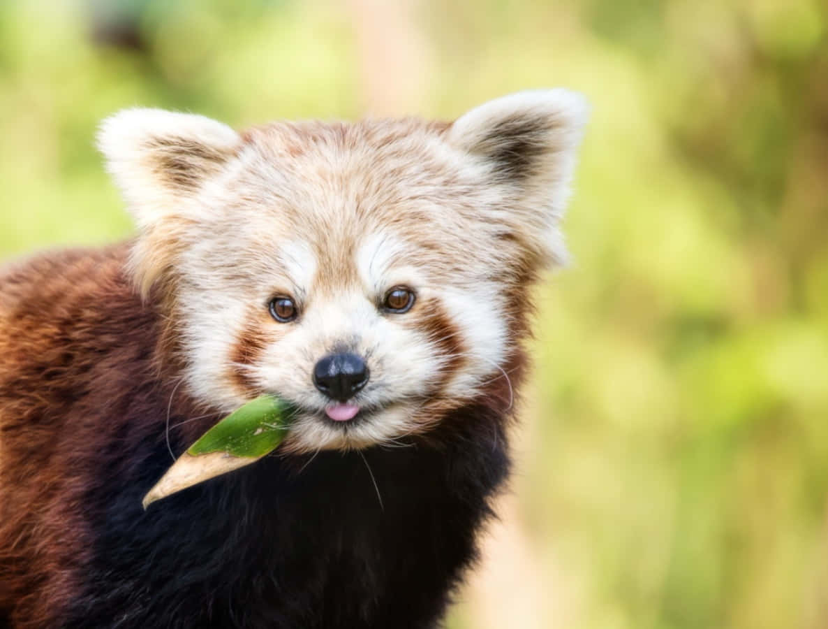 Cute Red Panda Eating Leaf Picture