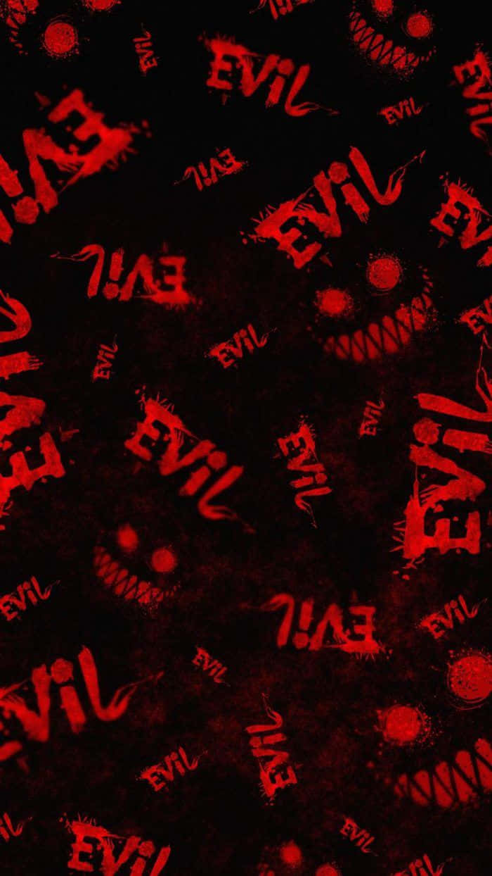 A Red And Black Background With Many Evil Words Wallpaper