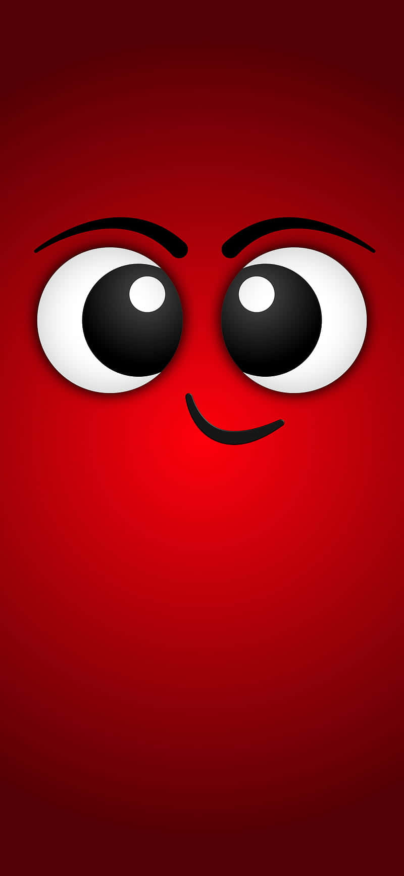 En rød ansigt med sorte øjne og et hvidt baggrund. Wallpaper