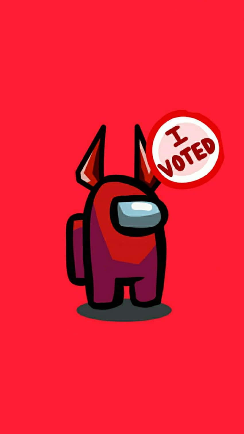 Unpersonaggio Dei Cartoni Animati Con Uno Sfondo Rosso E Un Segno Di Voto. Sfondo