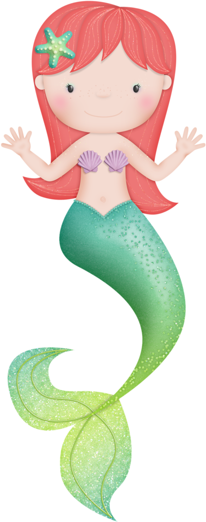 Cute Redheaded Mermaid Clipart PNG