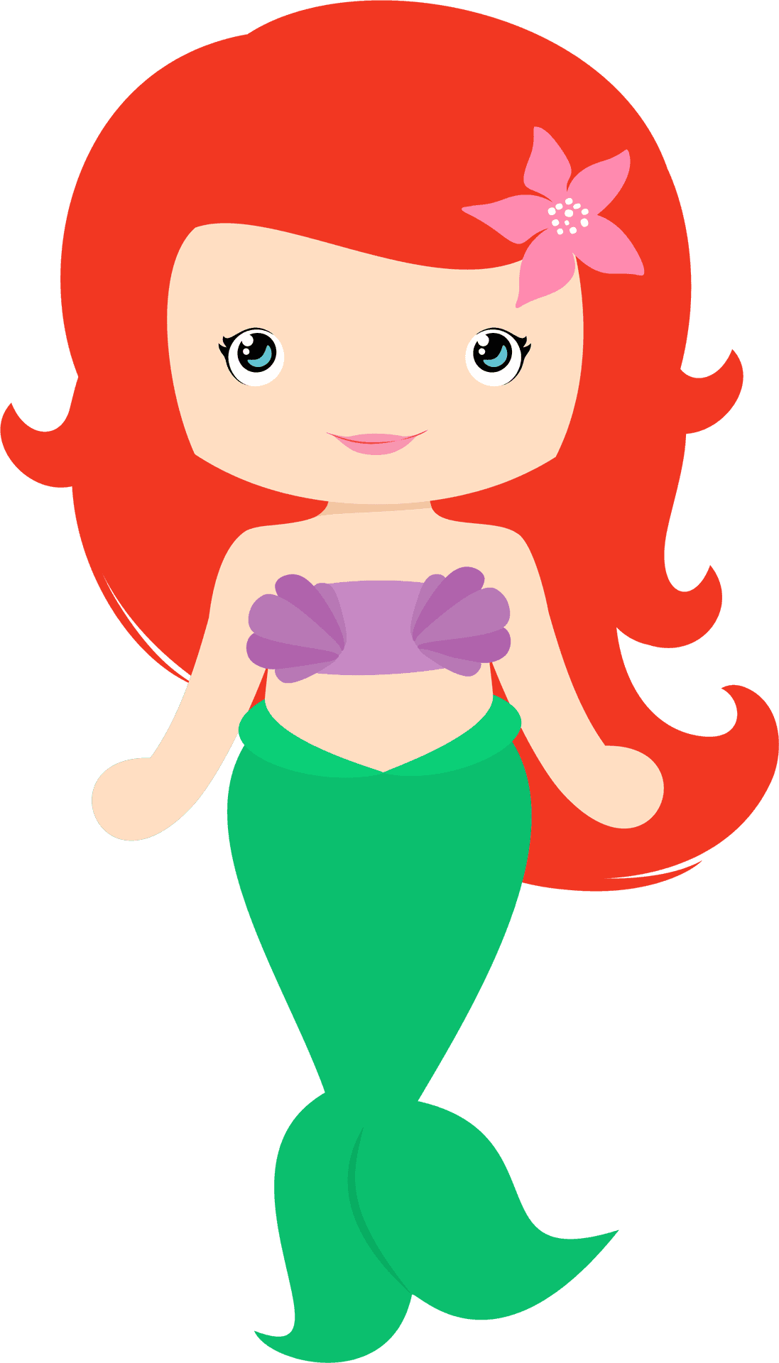 Cute Redheaded Mermaid Clipart PNG