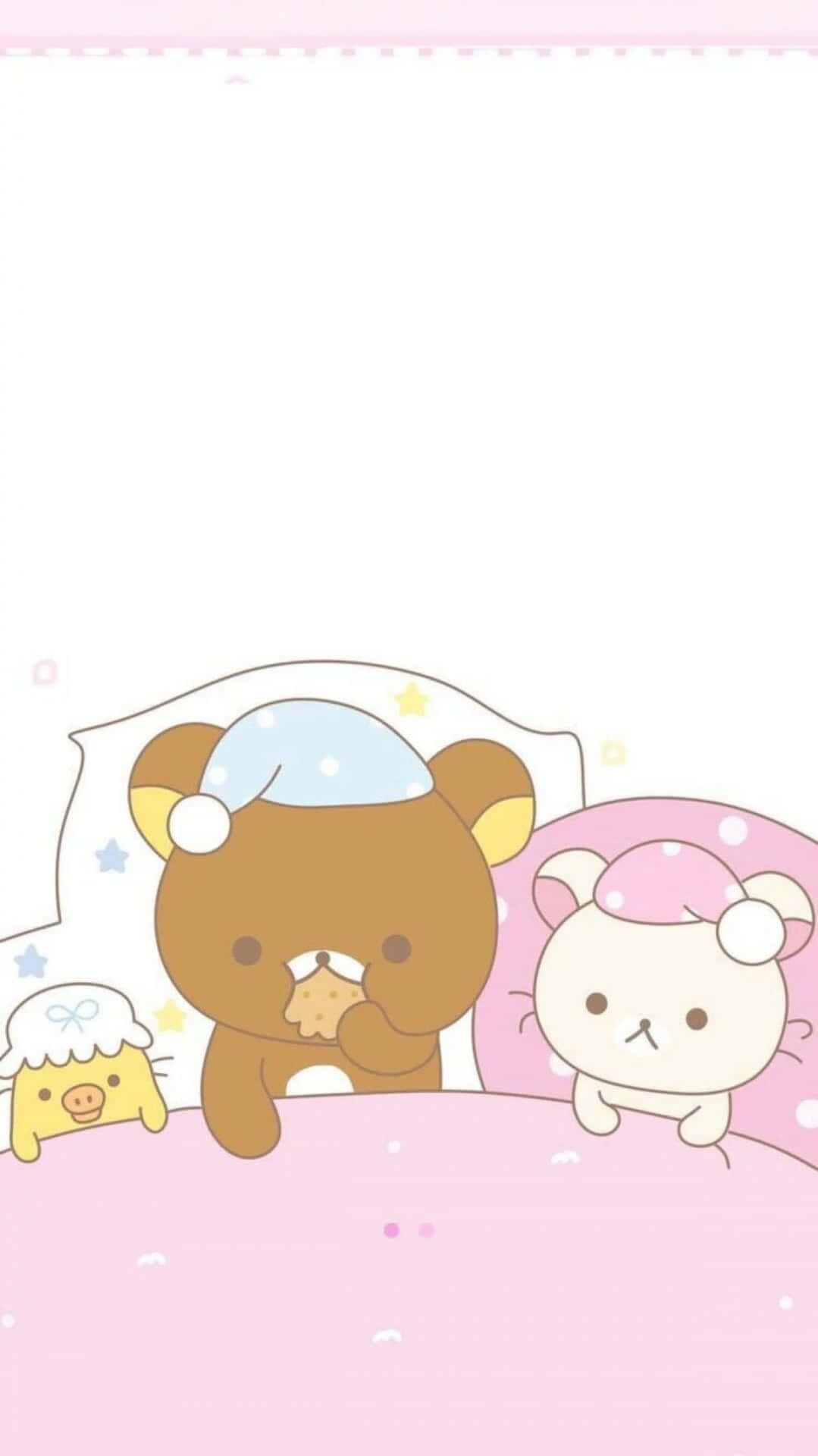 “Adorable Rilakkuma Being Cuddly With Friends” Wallpaper