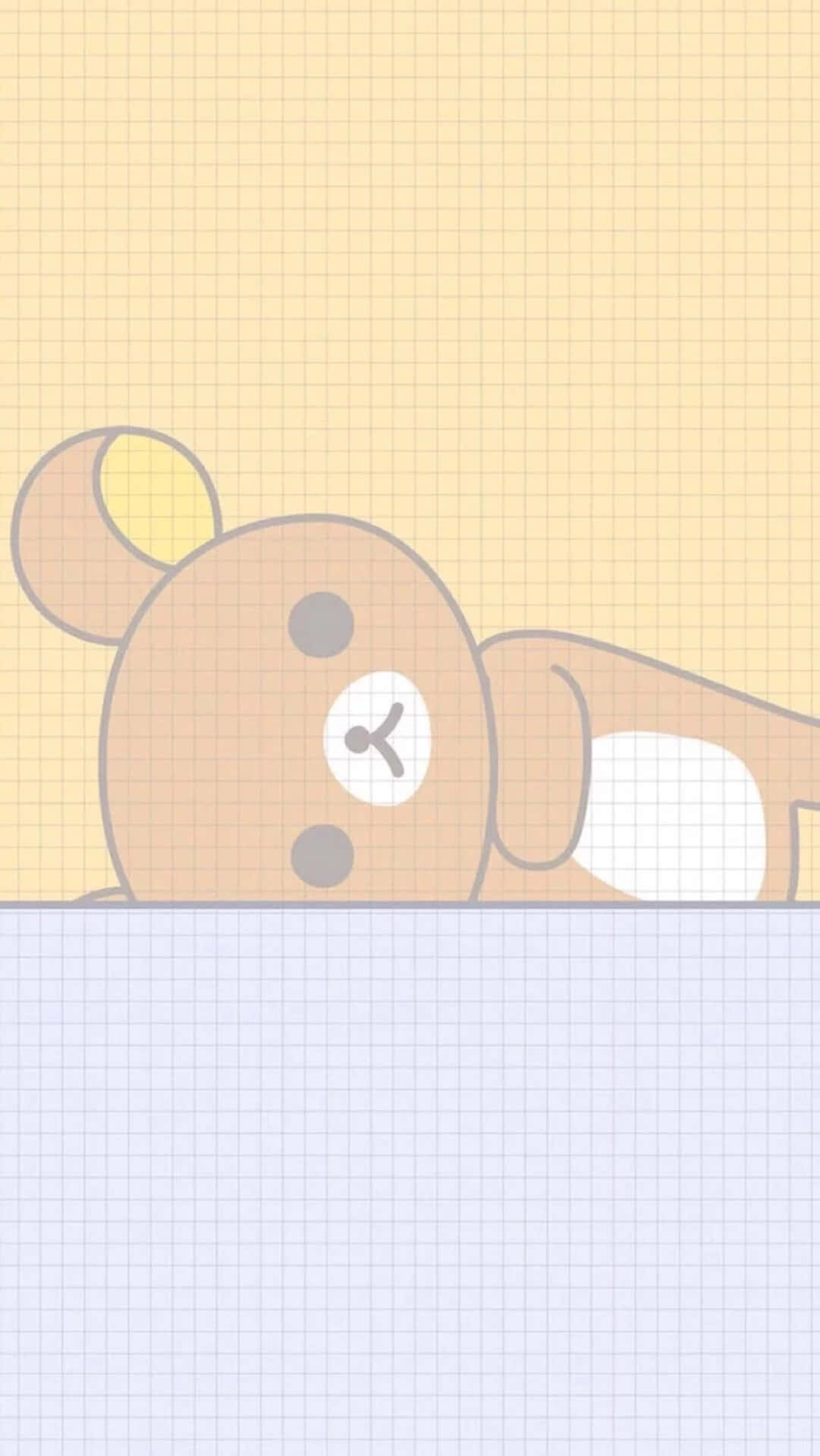 En brun bjørn ligger på en gul baggrund Wallpaper