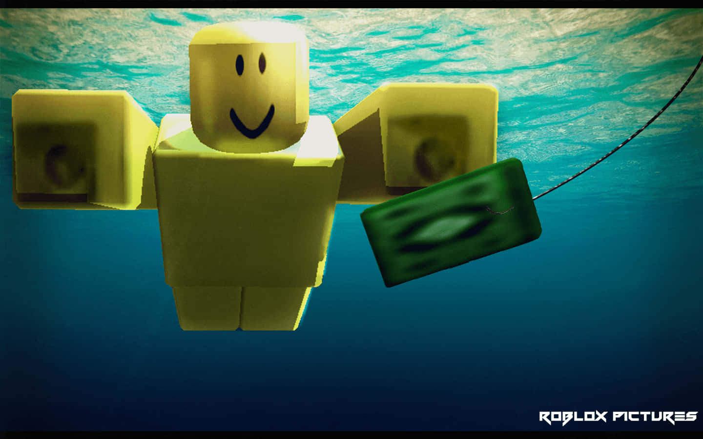 A Lego Figure Is Floating In The Water Wallpaper