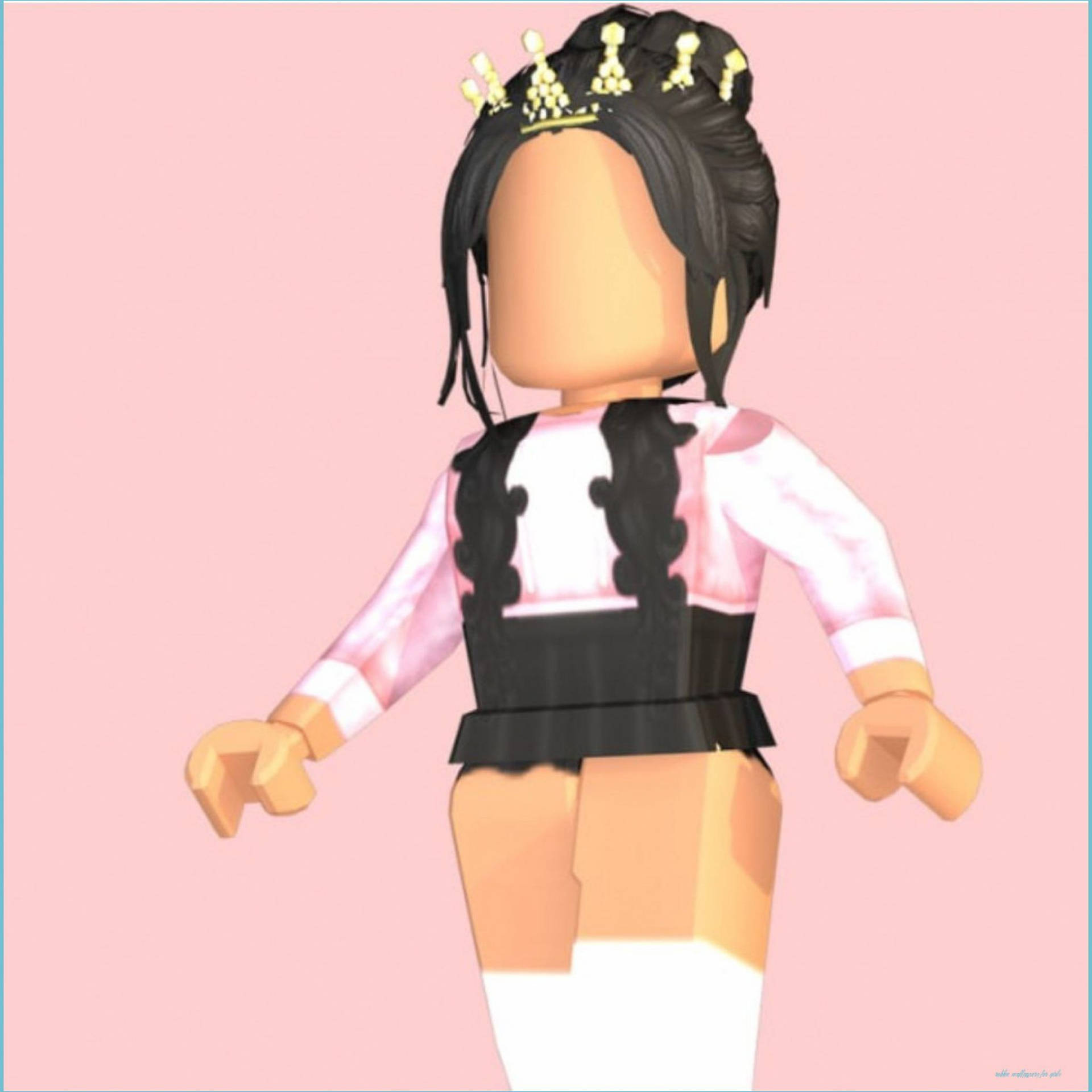 Download Cute Roblox With Black And Pink Outfit Wallpaper ...