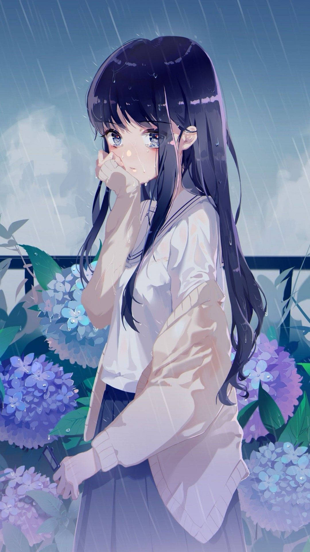 Cute Sad Anime Girl Wallpaper