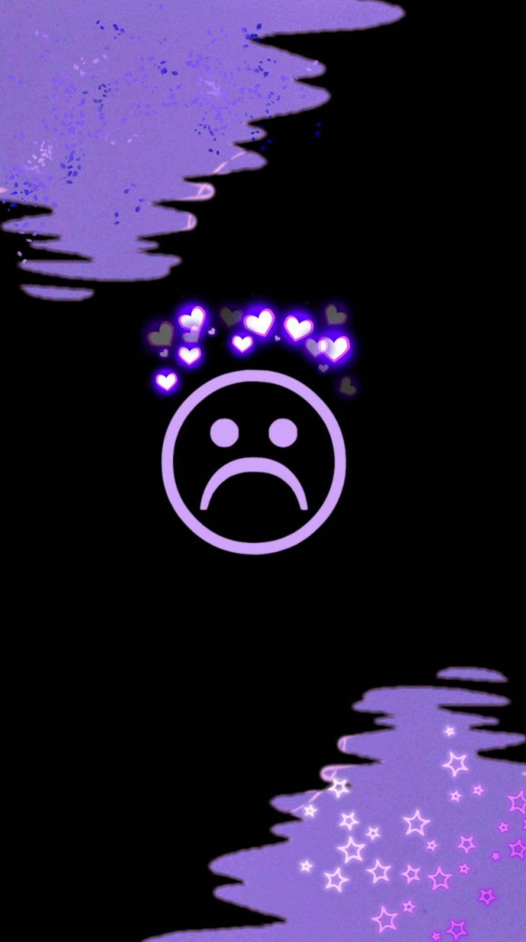 Cute Sad Smiley With Hearts Wallpaper