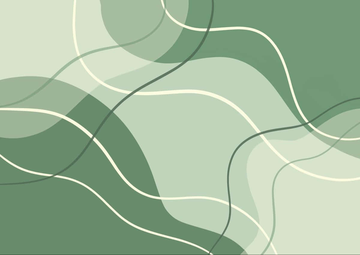 Download Cute Sage Green Colors Curvy Lines Wallpaper 