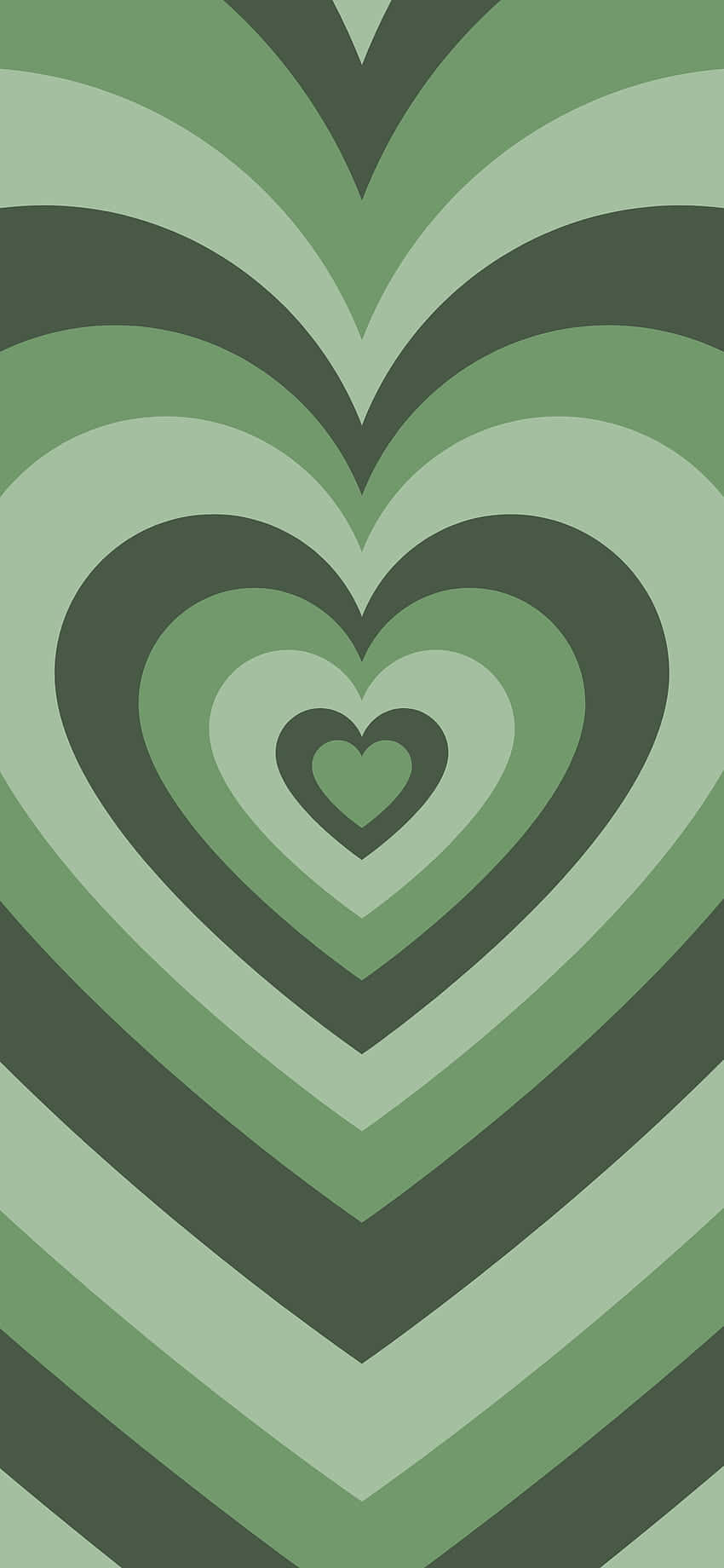 Sötakoncentriska Hjärtan I Salviagrön Wallpaper