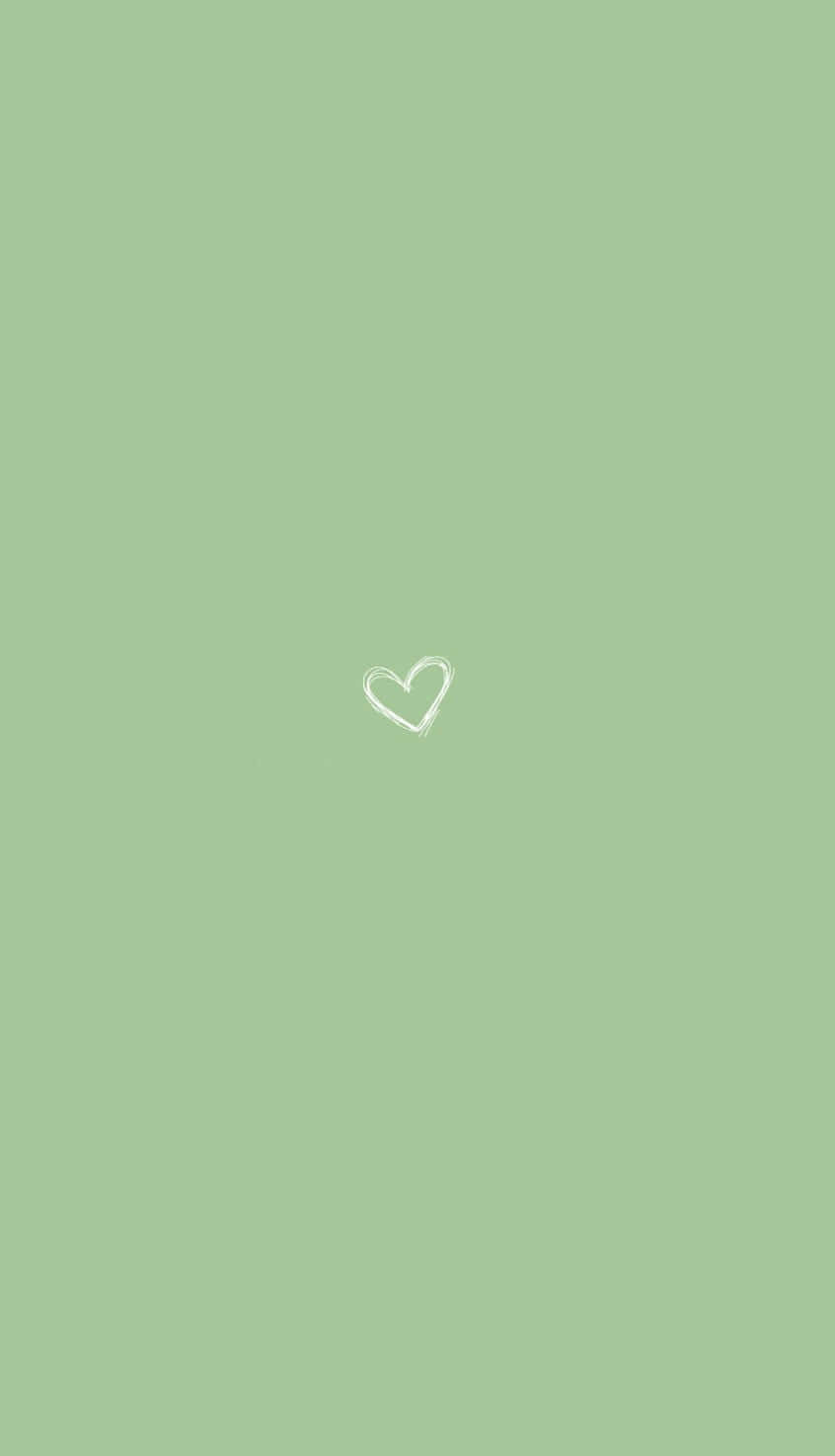 Lindodibujo De Un Corazón Verde Salvia. Fondo de pantalla