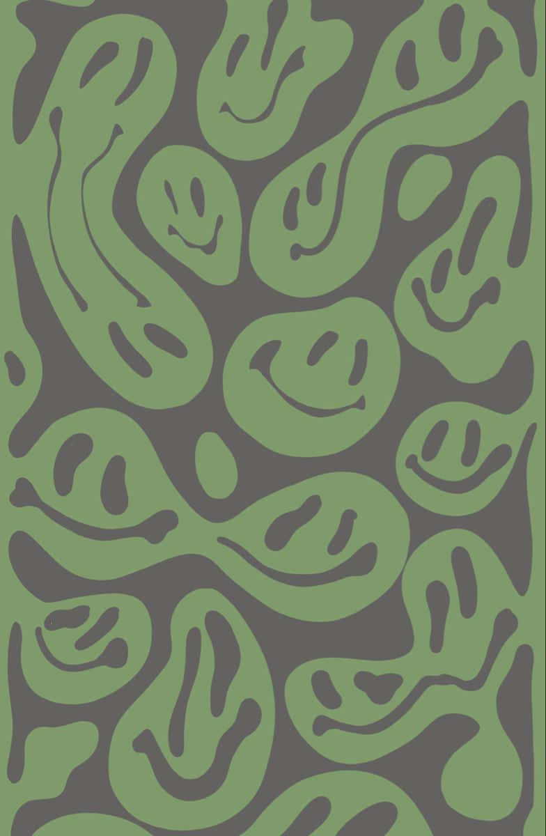 Adorablescaritas Sonrientes Verde Salvia Fondo de pantalla