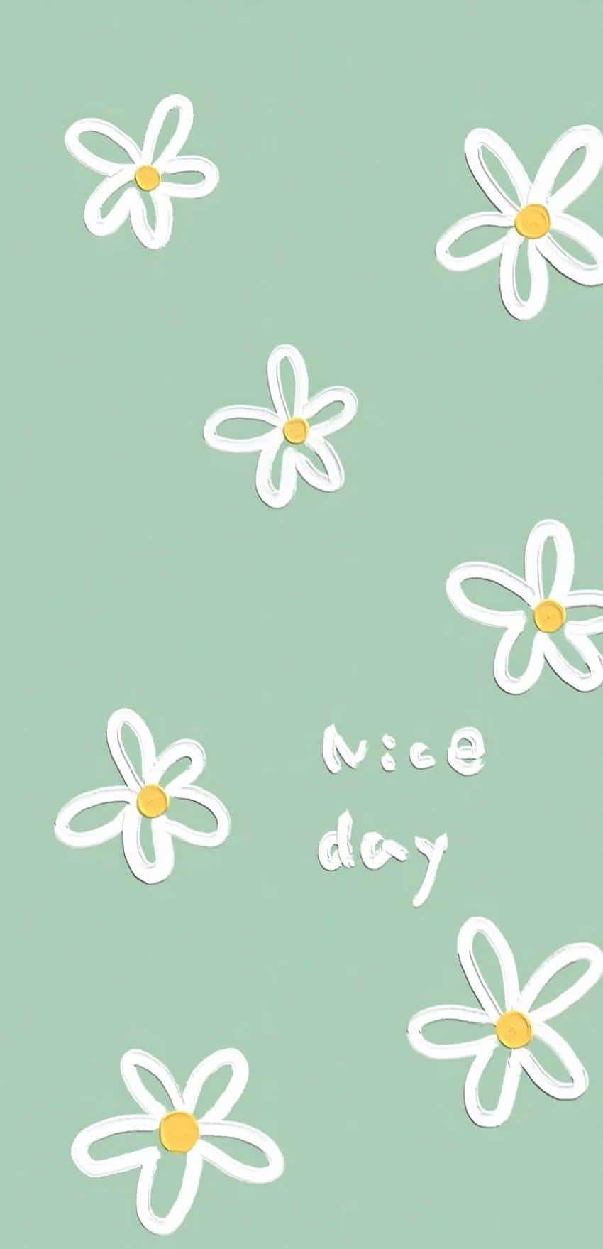 Download Cute Sage Green White Daisies Nice Day Wallpaper | Wallpapers.com