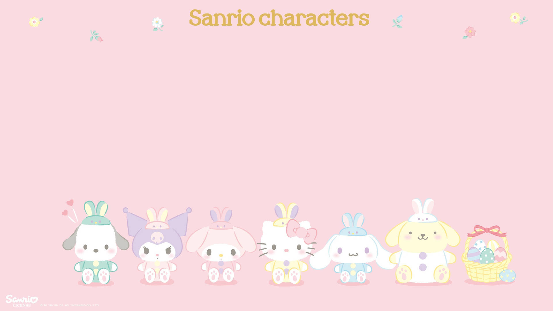 Sød Sanrio-karakter latter med glæde Wallpaper