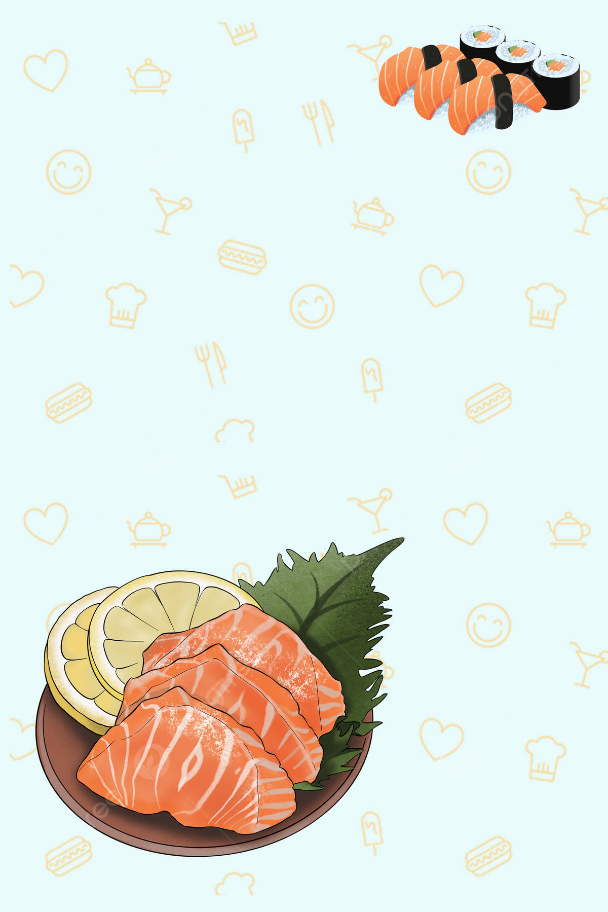 Cute Sashimi Art Pattern Wallpaper
