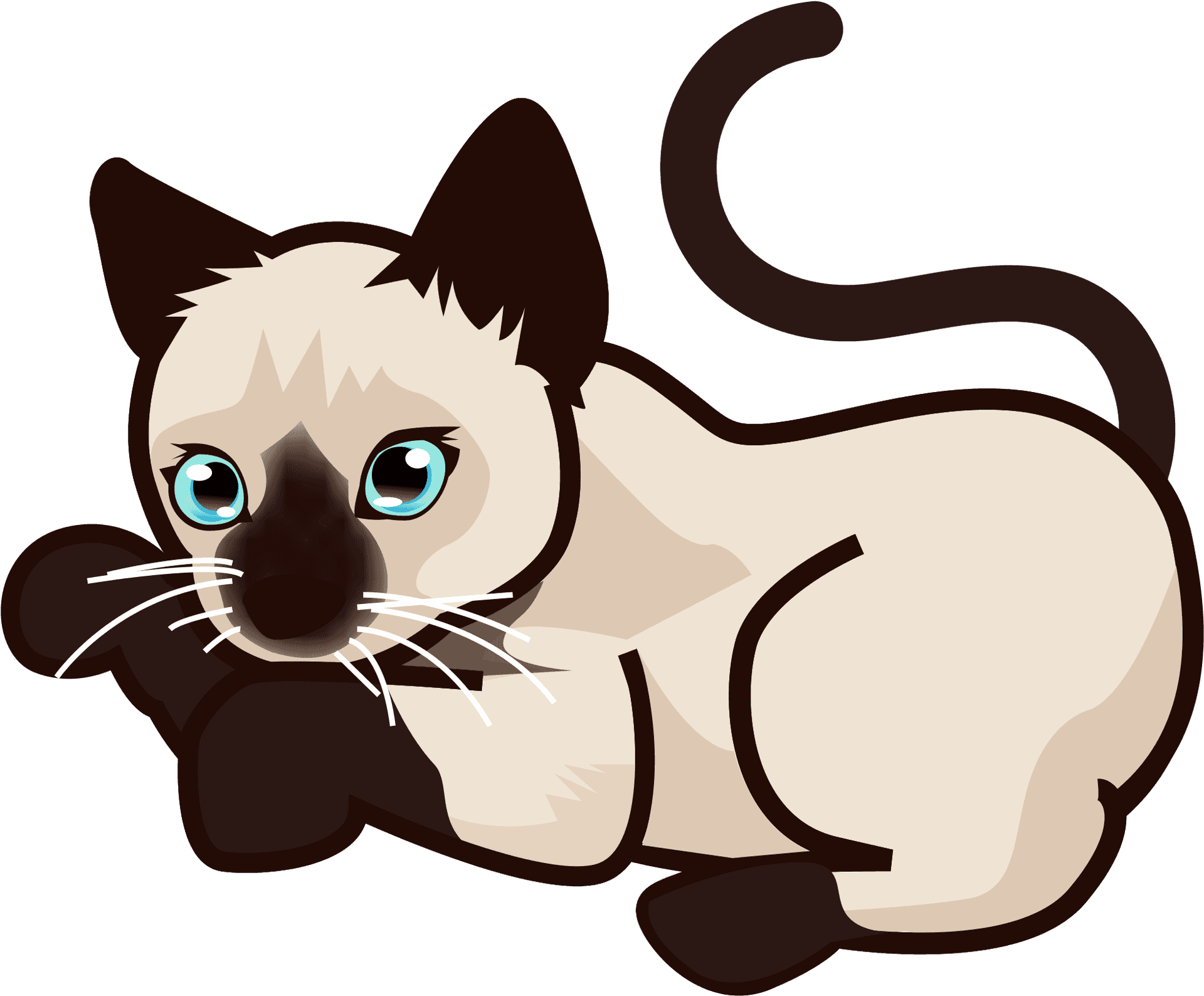 Cute Siamese Cat Cartoon PNG