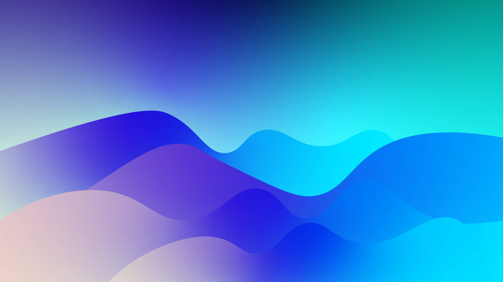 Cute Simple Blue Wave Art Aesthetic Desktop Wallpaper