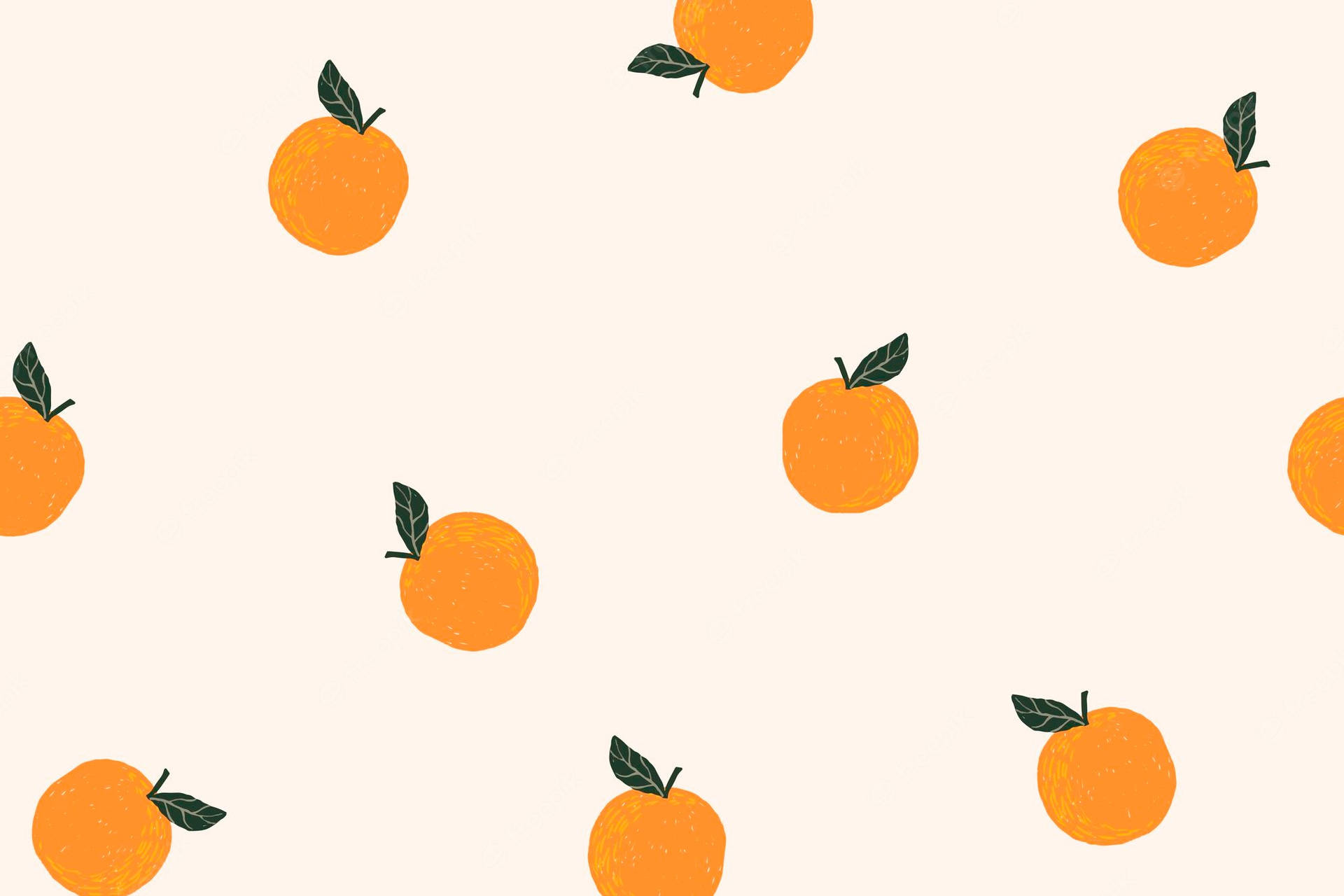 Cute Simple Aesthetic Oranges Art Desktop Wallpaper