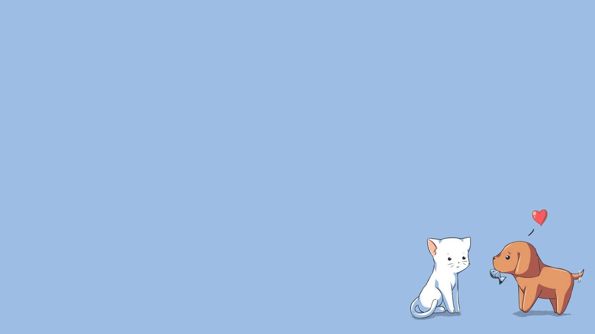 Cute Simple Cat And Dog Background
