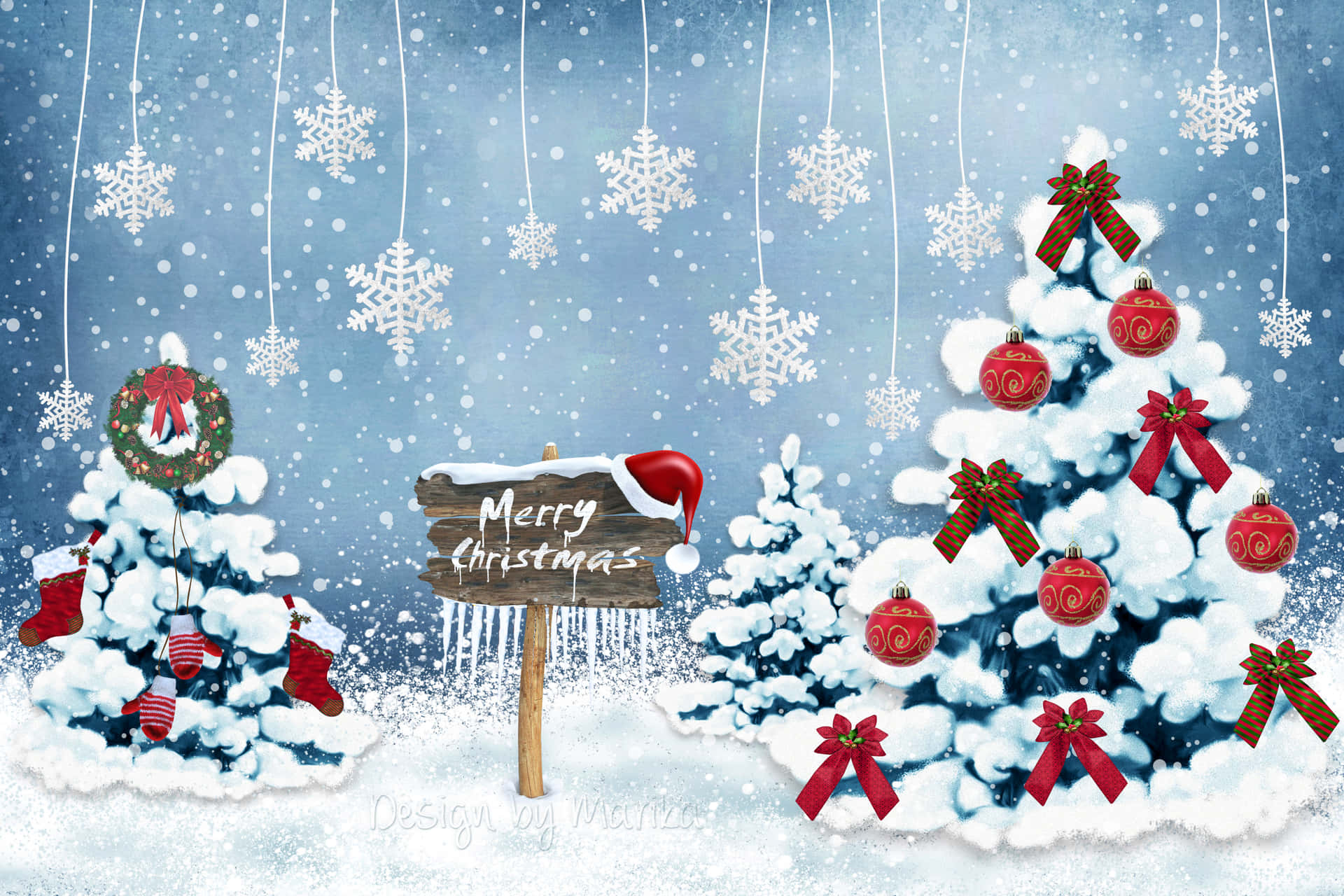 Celebrate the Magic of the Christmas Season with a Simple Yet Cute Decor Wallpaper