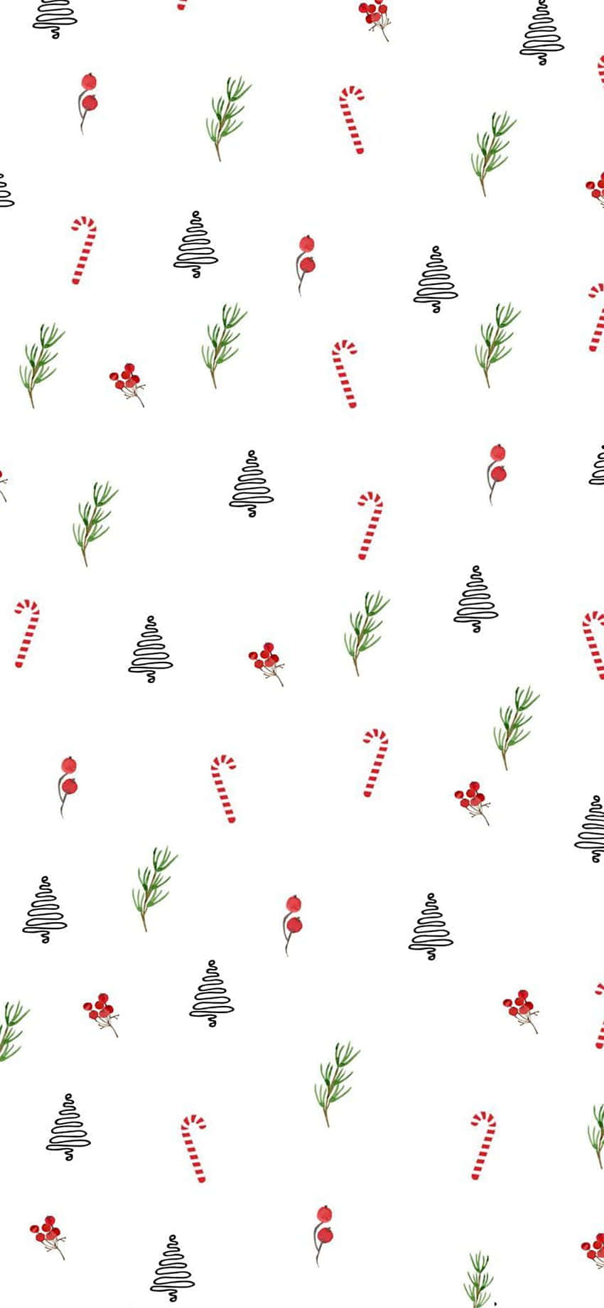 Christmas Tree And Candy Canes Pattern Wallpaper