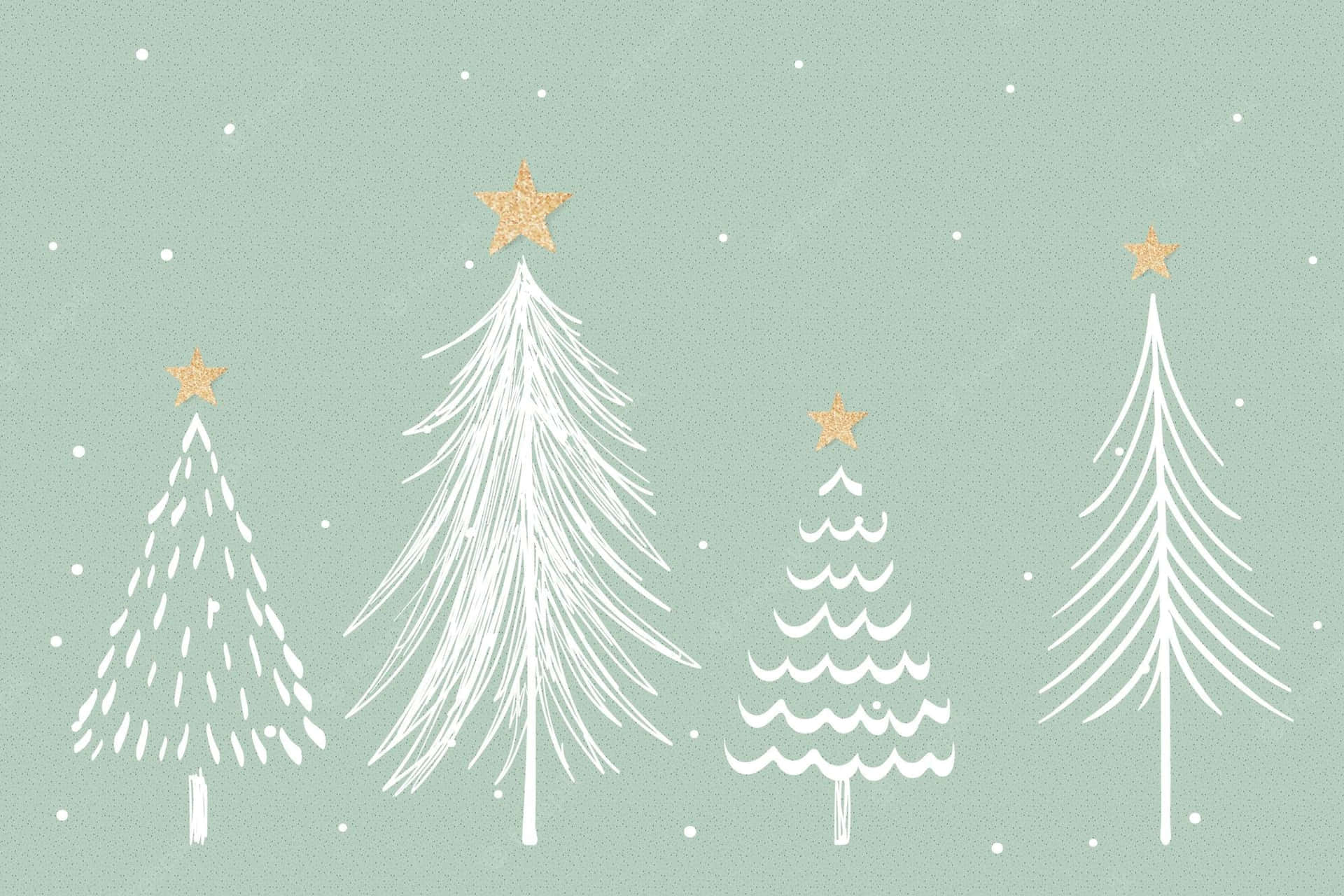 Four Cute Simple Christmas Trees Wallpaper
