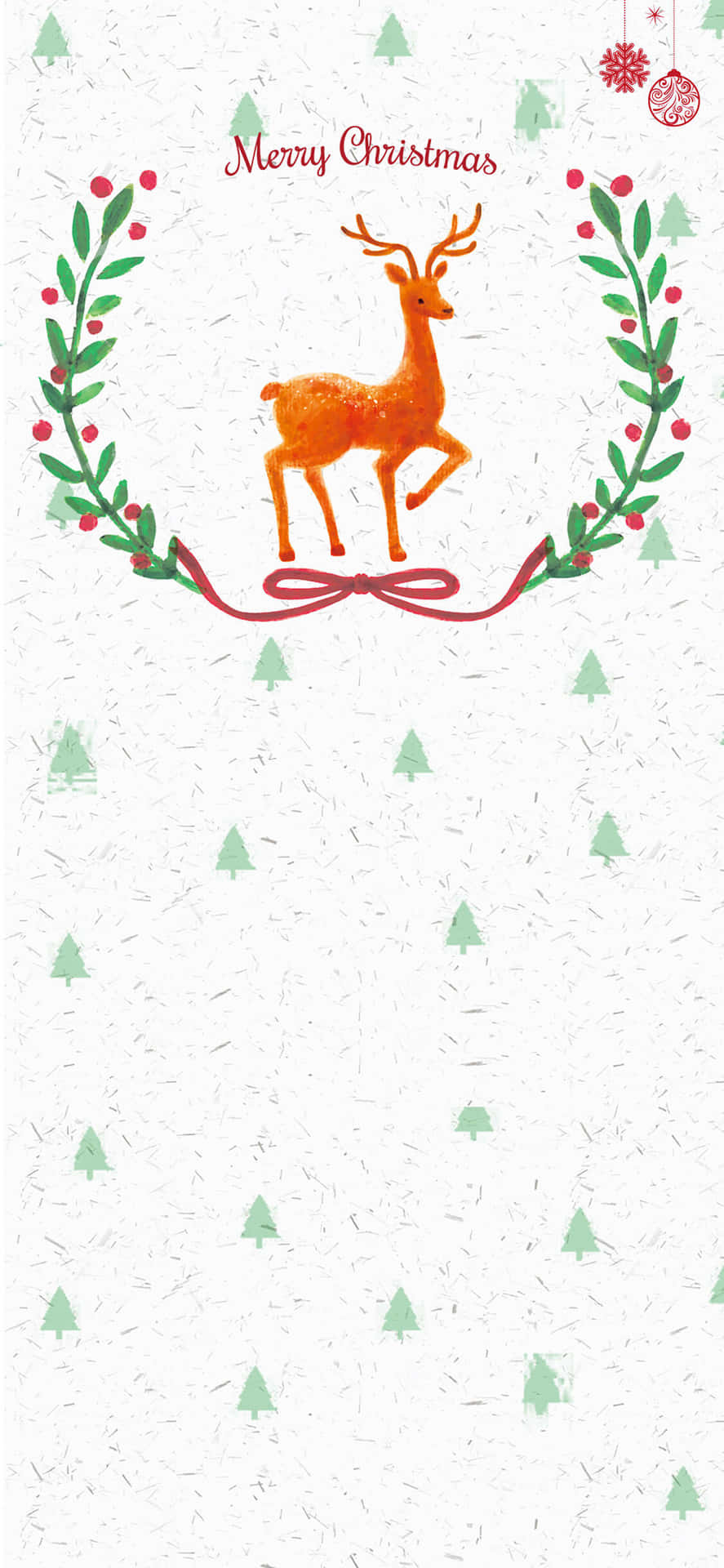 Weihnachtskartemit Einem Hirsch Und Einem Kranz Wallpaper
