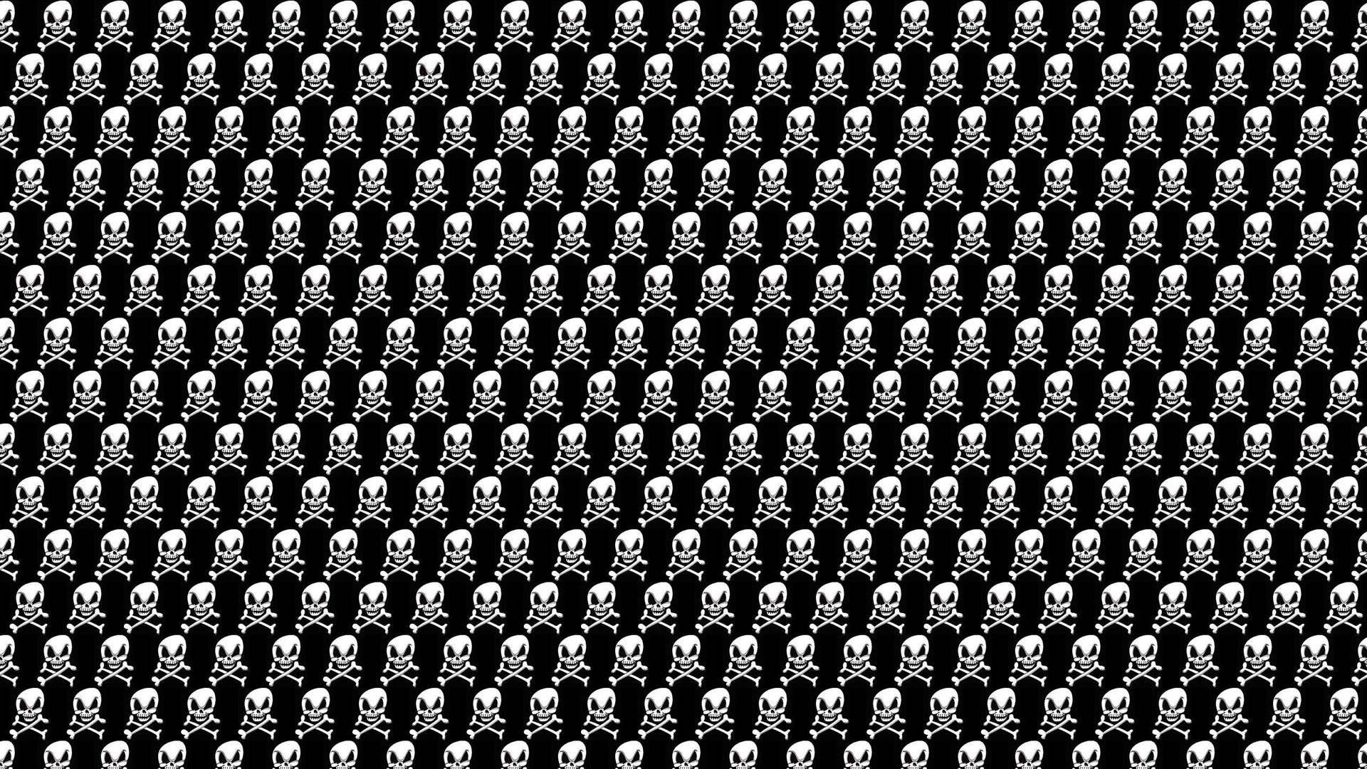 A Black And White Pattern With Skulls On It Wallpaper
