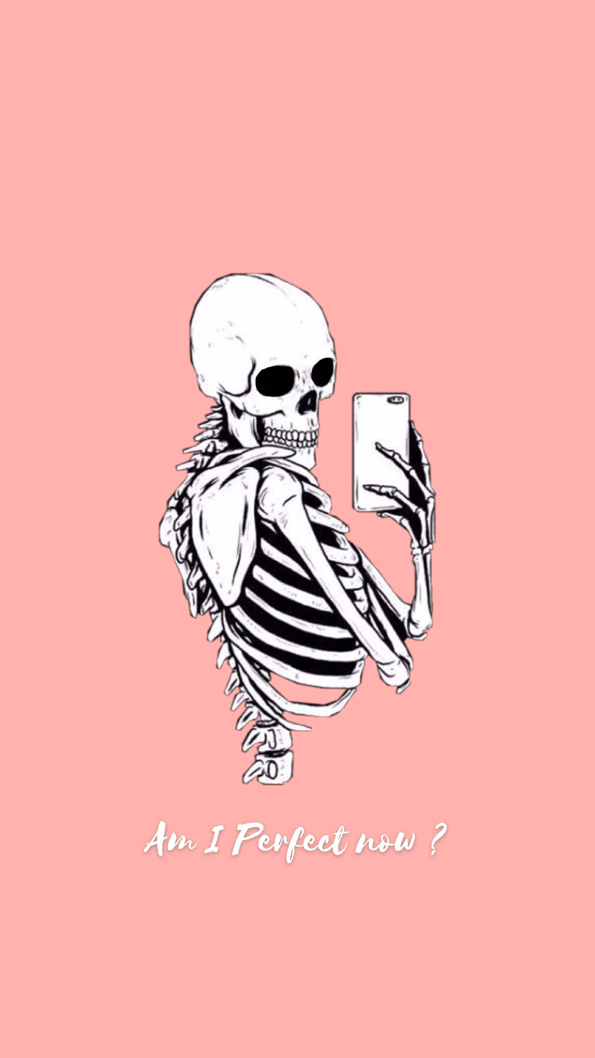 Cute Skeleton iPhone Pink Wallpaper