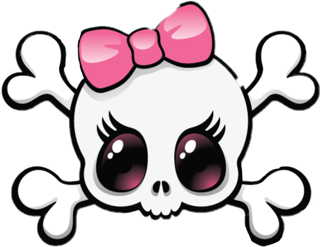 Cute Skullwith Pink Bow PNG