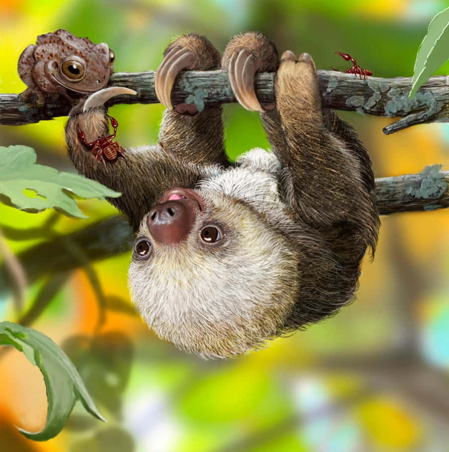 Cute Sloth And Frog Picture