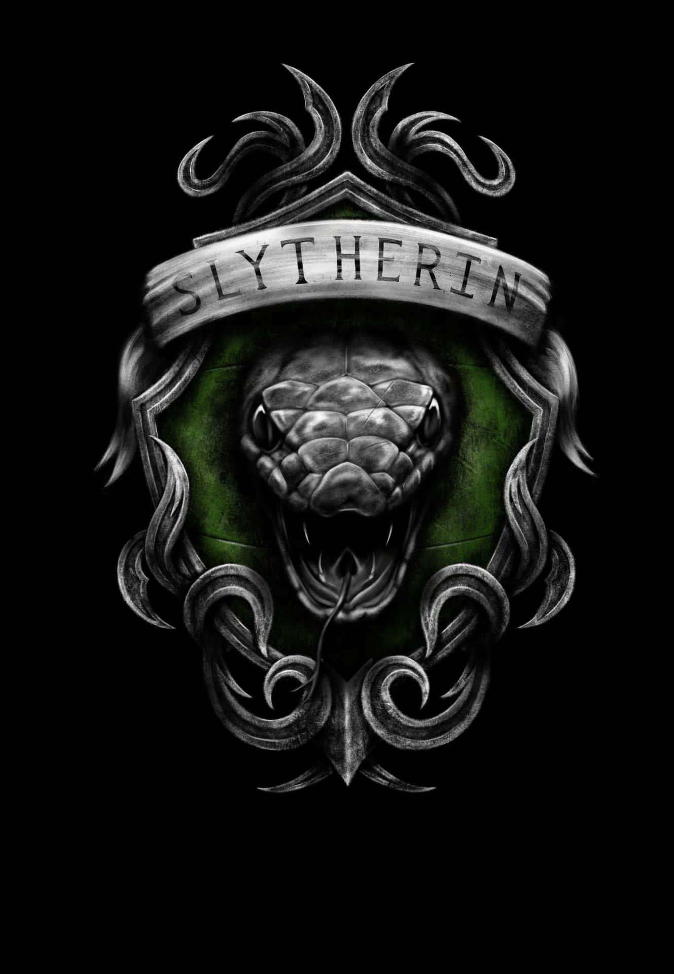 Cute Slytherin House Logo Black Wallpaper