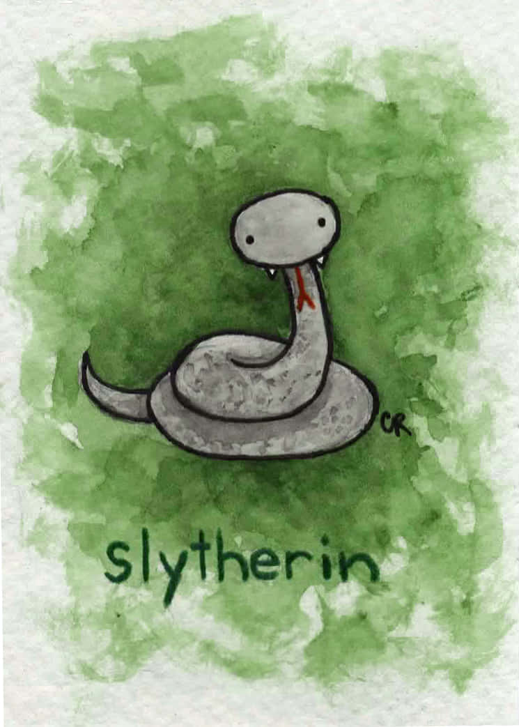 Cute Slytherin Cartoon Snake Drawing Wallpaper
