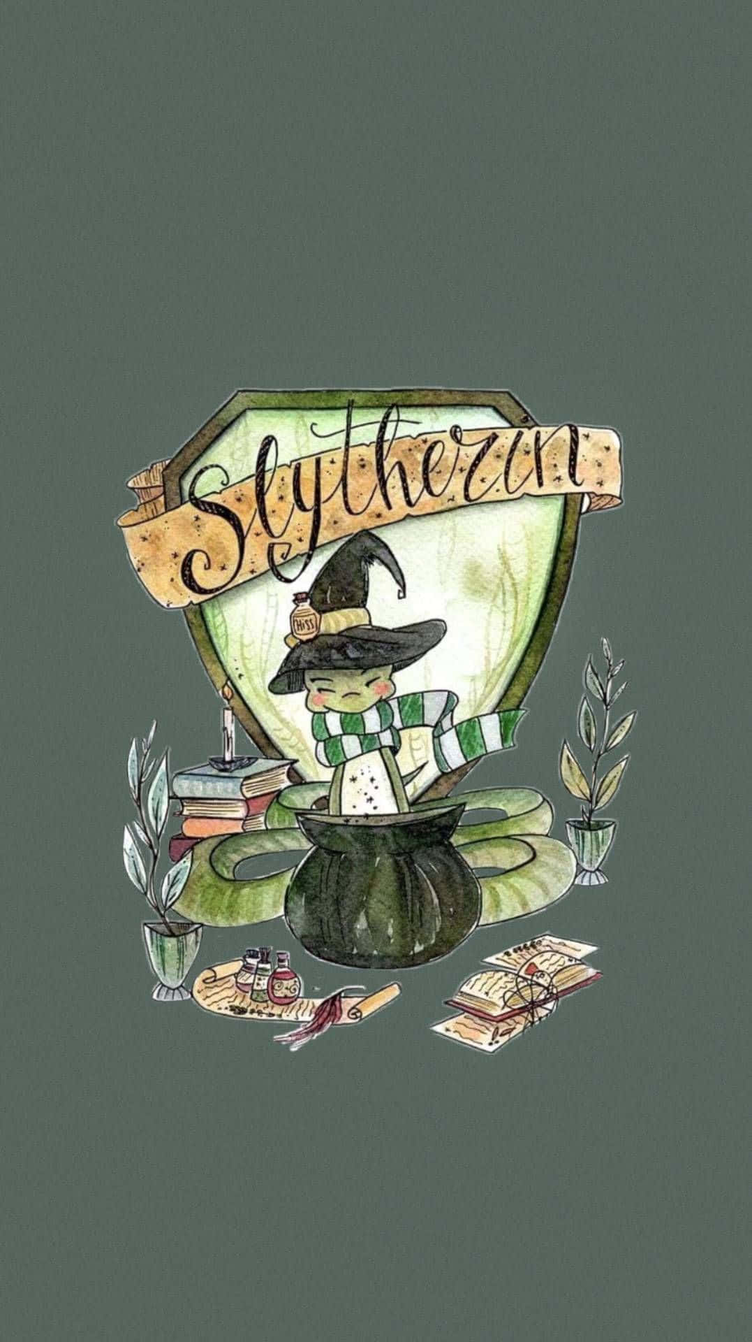 Dette søde Slytherin er klar til en magisk oplevelse! Wallpaper