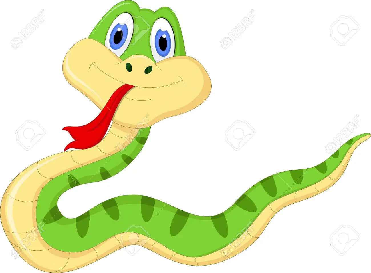 Cute Cartoon Snake With Red Tongue Picture