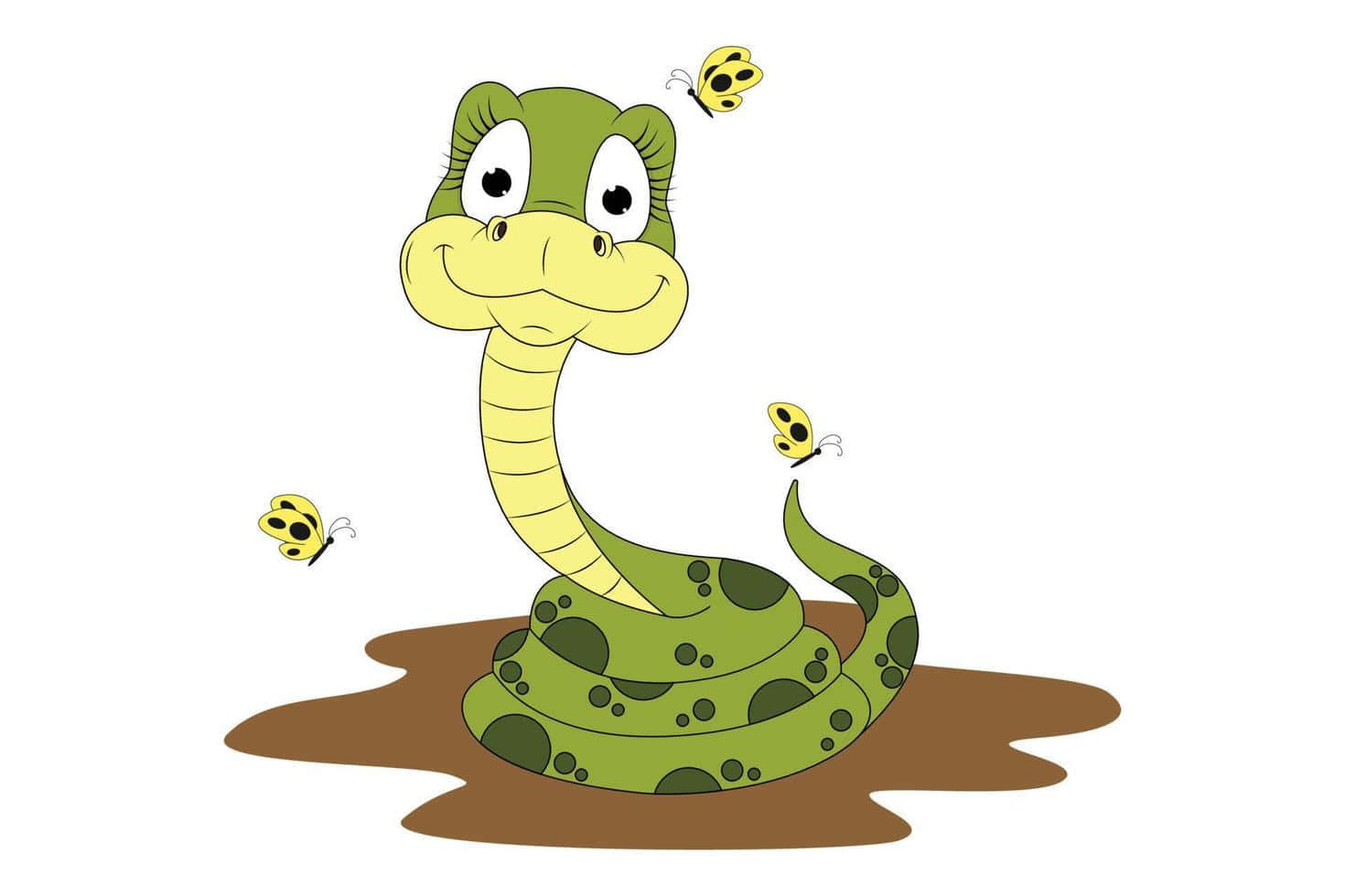 Cute Snake And Butterflies Picture