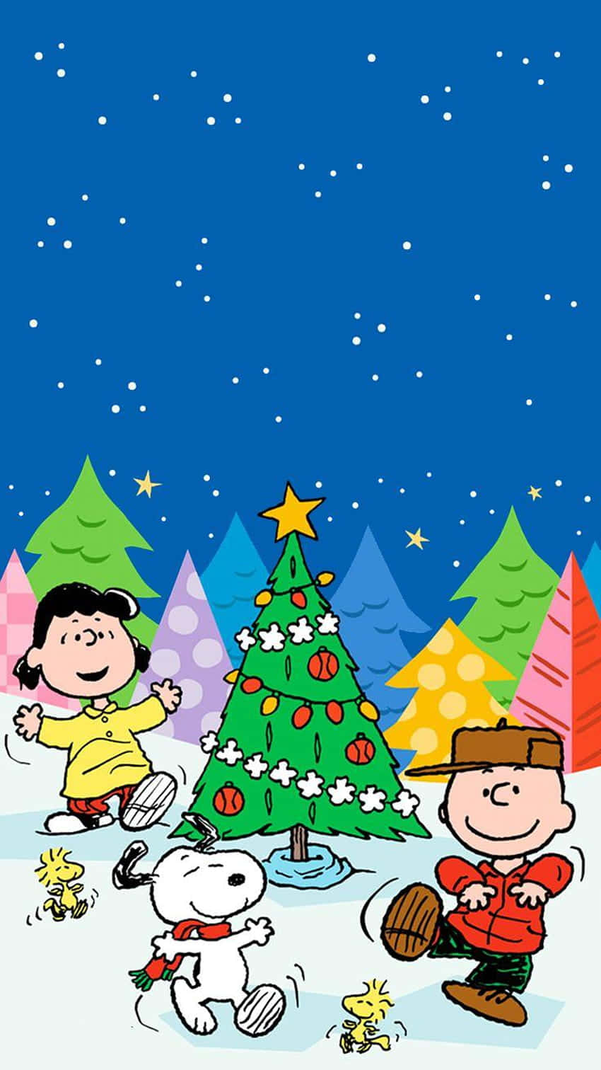 Cute Snoopy Christmas Celebrating Festive Season Wallpaper