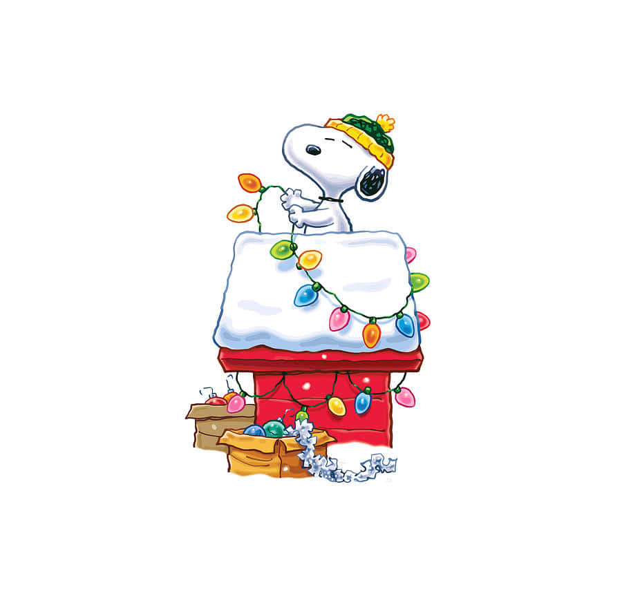 Cute Snoopy Christmas Decorates Kennel Wallpaper