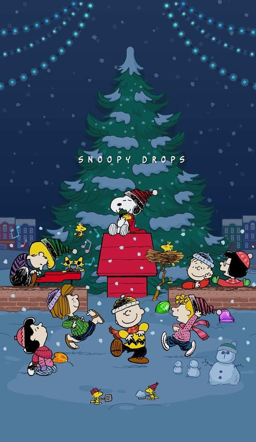 Cute Snoopy Christmas Peanuts Characters Wallpaper