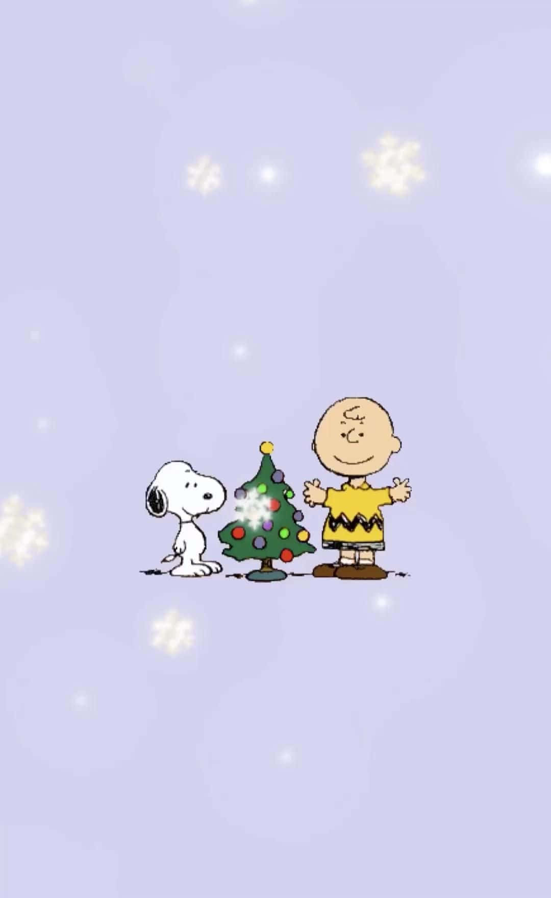 Lindoárbol Navideño De Snoopy Con Charlie Brown. Fondo de pantalla