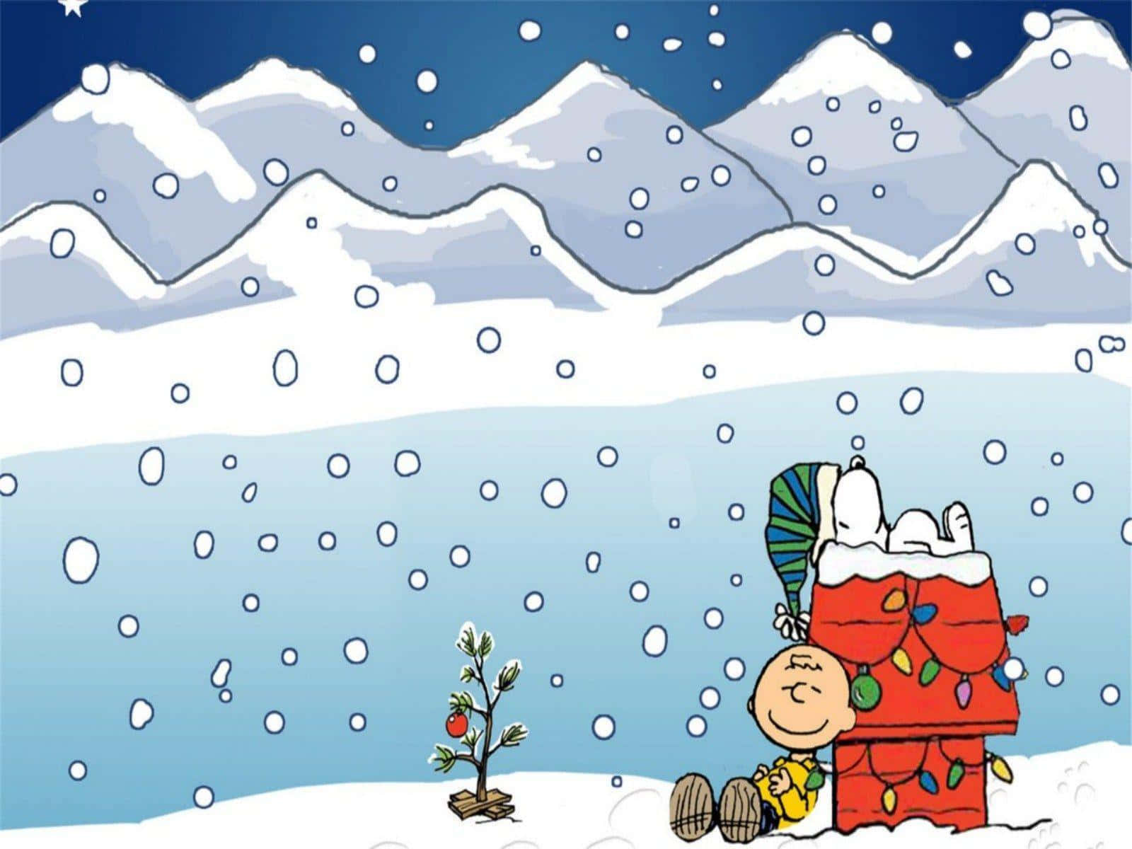Cute Snoopy Christmas With Charlie Brown Resting Wallpaper